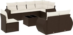 vidaXL 9 részes barna polyrattan kerti ülőgarnitúra párnákkal