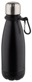Altom Rozsdamentes vízpalack karabinerrel 350 ml,fekete