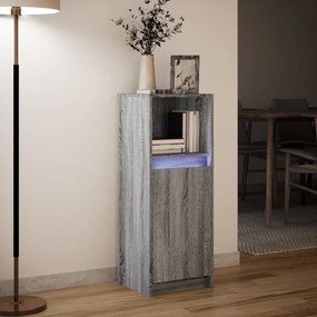 szürke sonoma szerelt fa tálalószekrény LED-del 38x34x100 cm