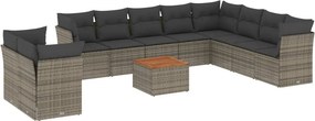 vidaXL 11 részes szürke polyrattan kerti ülőgarnitúra párnákkal