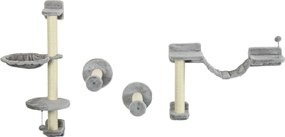 PawHut 4 részes macskabútor készlet falra szerelhető kaparófával, függőágyakkal és puha létrával | Aosom