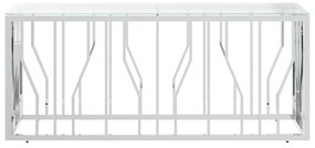 Üveg és rozsdamentes acél dohányzóasztal 110x45x45 cm