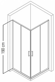 Vela Banyo TMP zuhanykabin - 90 SZÖGLETES - 5 mm víztiszta vízlepergető üveggel - 90 x 90 x 190 cm