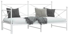 Daybed with Trundle without Mattress White 107x203 cm acél
