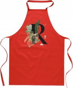 Konyhai Kötény piros R Betűvel név monogram Roksana Rafał FA_384_cw