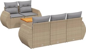 vidaXL 6 részes bézs polyrattan kerti ülőgarnitúra párnával