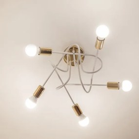 Felületre szerelhető OXFORD csillár 5xE27/15W/230V, arany/fehér