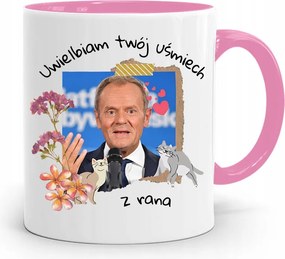 Donald Tusk Rózsaszín Bögre Platform Ajándék fényképes nyomtatással