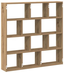 kézműves tölgy színű fali kockapolc 12 rekeszes színű