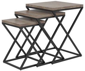 Eglo 424783 - 3 darabos CLONMANY oldalsó asztal szett, barna/fekete