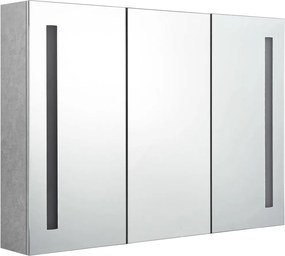 vidaXL betonszürke LED-es tükrös fürdőszobaszekrény 89 x 14 x 62 cm
