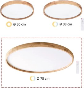 Brilagi - LED dimmelhető lámpatest ALSON LED/72W/230V 3000-6500K, tölgy, Ø 78 cm + távirányító