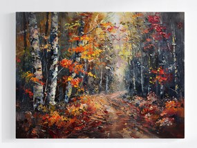 Vászonkép Canvas Tájkép Erdő Fák Ősz Ösvény Levelek 100x75