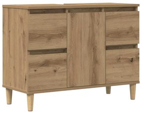 kézműves tölgy színű szerelt fa mosdószekrény 80 x 33 x 60 cm
