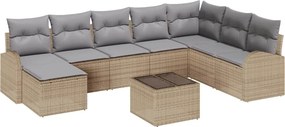 vidaXL Kerti Kanapé Szett párnával 9 pcs Bézs Poli rattan