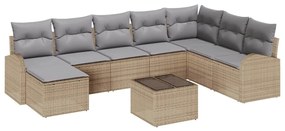 vidaXL Kerti Kanapé Szett párnával 9 pcs Bézs Poli rattan