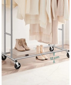 Gurulós ruhaállvány 110kg teherbírással, króm 129-169 cm között állítható