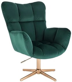 HR650CROSS Sötétzöld modern velúr szék arany lábbal