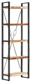 5 szintes tömör újrahasznosított fa könyvespolc 60x30x180 cm