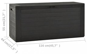 antracitszürke kerti tárolóláda 116 x 44 x 55 cm