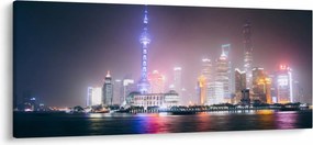 Éjszakai Shanghai képe (120x50 cm)