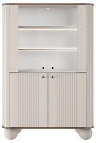 Vesper négyajtós vitrin 103 cm - kasmír / dió / fekete fogantyúk / gömb lábak