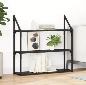 vidaXL Falpolc polcokkal Fekete tölgy 80 x 21 x 78,5 cm Faanyag