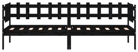 fekete tömör fenyőfa kanapéágy 80 x 200 cm