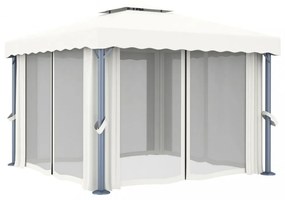 krémfehér alumíniumpavilon függönnyel 3 x 3 m