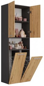 Riano MIX 2K DK fürdőszoba szekrény, 60x174x30 cm, antracit-tölgy