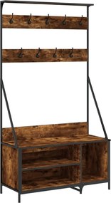 vidaXL füstös tölgy színű ruhafogas cipőpolccal 100x41x184 cm
