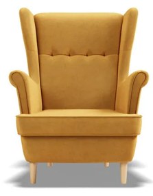 Uszak Mini fotel, bársony, sárga