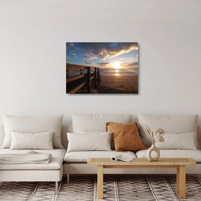 A móló, a strand és a tenger képe (üvegen) (70x50 cm)