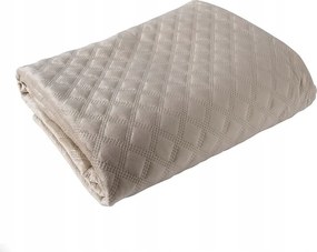 Dekoratív ágytakaró Velvi 220x240 steppelt, geometrikus mintás, sötét bézs