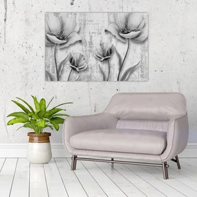 Kép - Fekete-fehér virágok a háttérben (90x60 cm)