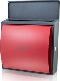 Falra szerelhető nyitható postaláda nagy, rejtett újságtartóval Piros