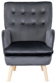 Füles Fotel Szürke Bársony Kárpittal. SANTOS