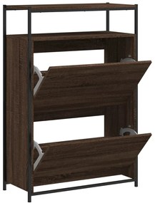barna tölgyszínű szerelt fa cipősszekrény 75 x 34 x 112 cm