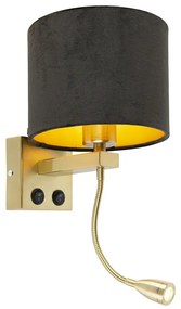 Modern fali lámpa arany / sárgaréz, fekete bársony árnyalattal - Brescia