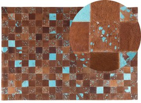 Barna és kék bőrszőnyeg 140 x 200 cm ALIAGA Beliani