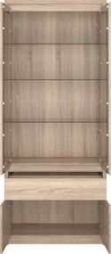 Vitrines szekrény, DTD laminált, tölgy sonoma, NORTY TYP 3