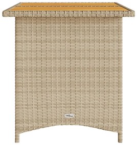 bézs polyrattan falapos kerti asztal 110x68x70 cm