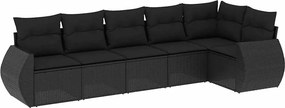 vidaXL 6 részes fekete polyrattan kerti ülőgarnitúra párnákkal
