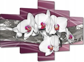 Vászonkép 100x70 Fehér orchideák rózsaszín háttérrel