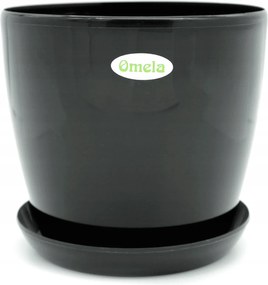 Műanyag virágtartó kaspó állvánnyal fekete 18cm