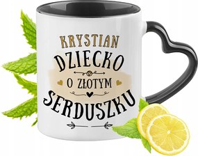 Fekete Bögre Szív Alakú Füllel Krisztiánnak Ideális Ajándék