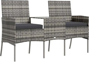 vidaXL kétszemélyes antracitszürke polyrattan kanapé teázóasztallal