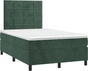 vidaXL sötétzöld bársony rugós ágy matraccal 120x190 cm
