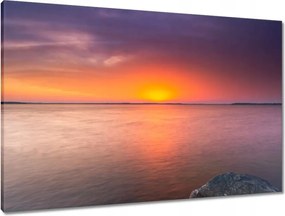 Vászonkép 90x60 Sziklák Tenger Naplemente