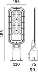 BRELUXO utcai LED lámpatest, 100 W, 230 V, 4000 K, IP65